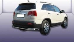 Двойная защита заднего бампера из трёх труб диаметром 57 и 42 мм Slitkoff KIA Sorento  XM (2009-2012) дорестайлинг