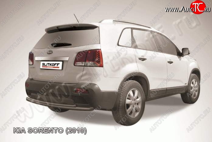 8 949 р. Защита заднего бампера из труб d57+d42 Slitkoff (двойная) KIA Sorento XM дорестайлинг (2009-2012) (Цвет: серебристый)  с доставкой в г. Майкоп
