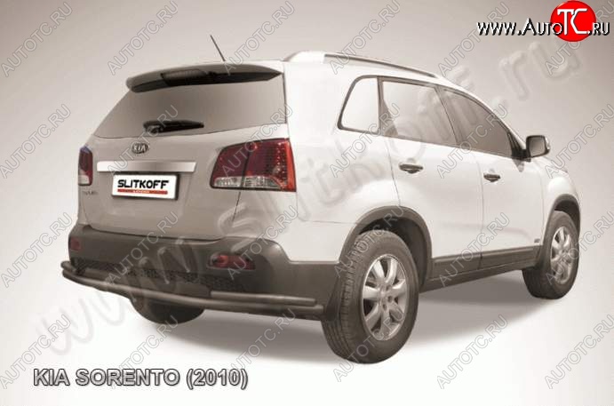 11 649 р. Защита заднего бампера из труб d57+d42 Slitkoff (с уголками)  KIA Sorento  XM (2009-2012) дорестайлинг (Цвет: серебристый)  с доставкой в г. Майкоп