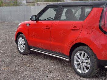 17 999 р. Защита порогов из круглой трубы диаметром 42 мм SLITKOFF v1  KIA Soul  PS (2014-2016) дорестайлинг  с доставкой в г. Майкоп. Увеличить фотографию 3