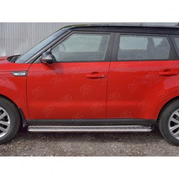 24 649 р. Широкая защита порогов с трубой диаметром 42 мм SLITKOFF v1 KIA Soul PS дорестайлинг (2014-2016)  с доставкой в г. Майкоп. Увеличить фотографию 3