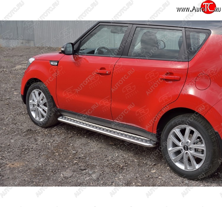 24 649 р. Широкая защита порогов с трубой диаметром 42 мм SLITKOFF v1 KIA Soul PS дорестайлинг (2014-2016)  с доставкой в г. Майкоп