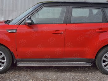 22 999 р. Широкая защита порогов с трубой диаметром 42 мм SLITKOFF v2 KIA Soul PS дорестайлинг (2014-2016)  с доставкой в г. Майкоп. Увеличить фотографию 2