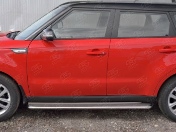 35 549 р. Широкая защита порогов с трубой диаметром 42 мм SLITKOFF v3 KIA Soul PS дорестайлинг (2014-2016)  с доставкой в г. Майкоп. Увеличить фотографию 2