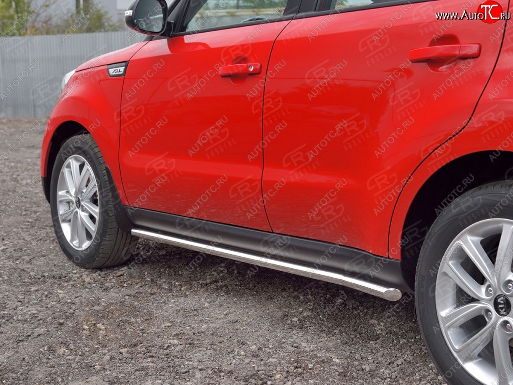 17 999 р. Защита порогов из круглой трубы диаметром 42 мм SLITKOFF v3  KIA Soul  PS (2014-2016) дорестайлинг  с доставкой в г. Майкоп
