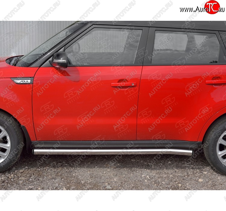 18 799 р. Защита порогов из круглой трубы диаметром 63 мм SLITKOFF v2  KIA Soul  PS (2014-2016) дорестайлинг  с доставкой в г. Майкоп
