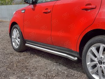 19 999 р. Защита порогов из круглой трубы диаметром 63 мм SLITKOFF v3  KIA Soul  PS (2014-2016) дорестайлинг  с доставкой в г. Майкоп. Увеличить фотографию 2