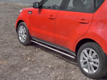 16 649 р. Защита порогов из овальной трубы d75x42 мм с проступью Russtal KIA Soul PS дорестайлинг (2014-2016)  с доставкой в г. Майкоп. Увеличить фотографию 2