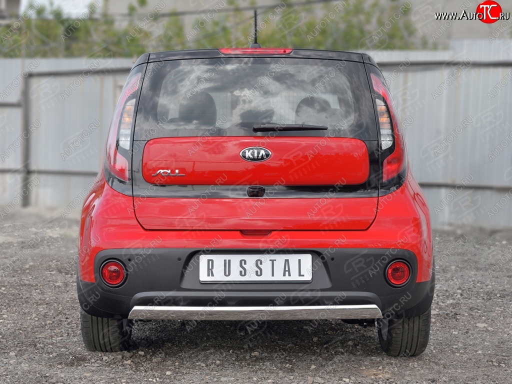12 999 р. Защита заднего бампера (Ø75x42 мм, нержавейка) Russtal KIA Soul PS дорестайлинг (2014-2016)  с доставкой в г. Майкоп