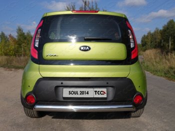 Защита заднего бампера (овальная) ТСС (нержавейка d75х42 мм) KIA Soul  PS (2014-2016) дорестайлинг
