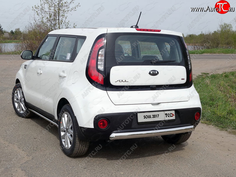 14 349 р. Защита заднего бампера (овальная) ТСС (нержавейка d75х42 мм)  KIA Soul  PS (2017-2019) рестайлинг  с доставкой в г. Майкоп