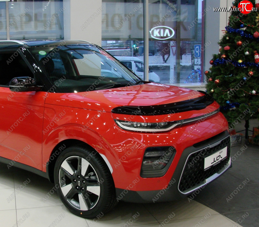 3 299 р. Дефлектор капота SIM KIA Soul SK3 (2018-2022)  с доставкой в г. Майкоп