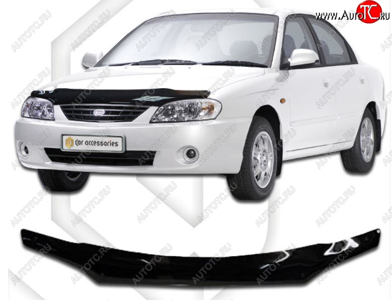 1 999 р. Дефлектор капота CA-Plastic  KIA Spectra (2000-2009) (Classic черный, Без надписи)  с доставкой в г. Майкоп