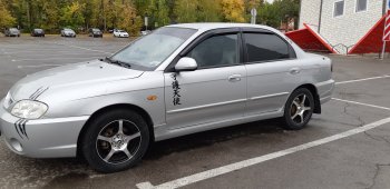 4 099 р. Пластиковые накладки на пороги SVS  KIA Spectra (2000-2009) (Неокрашенные)  с доставкой в г. Майкоп. Увеличить фотографию 2