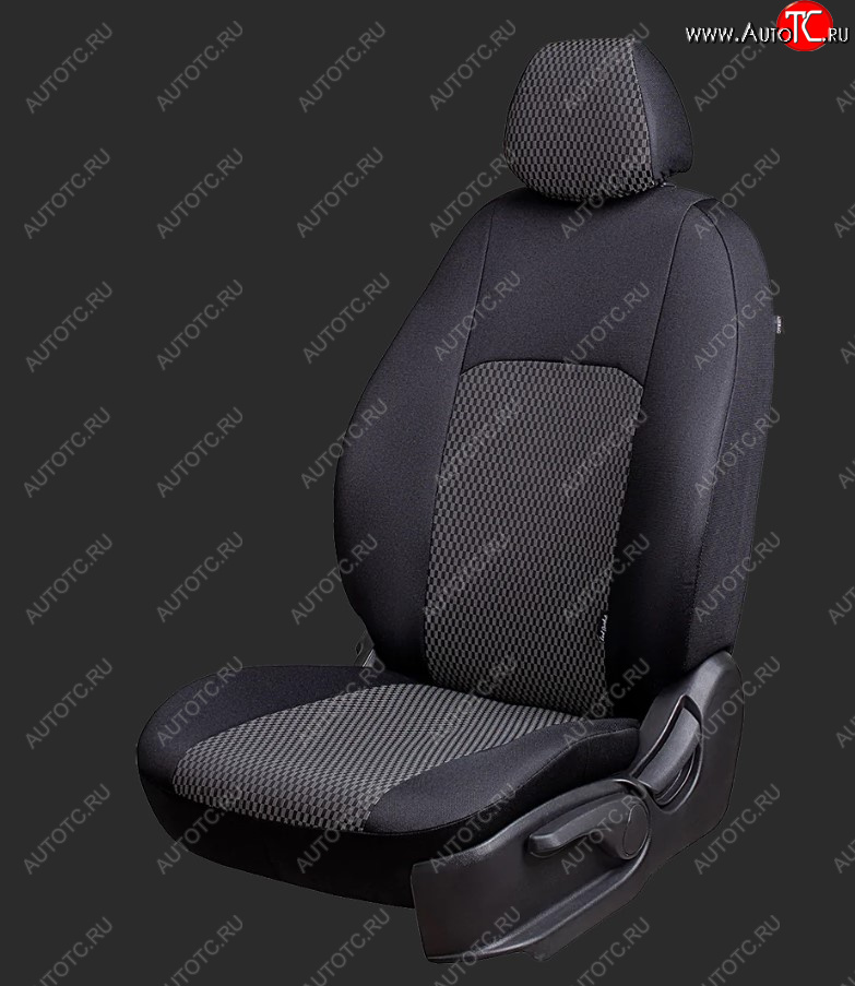 6 649 р. Чехлы для сидений Lord Autofashion Дублин (жаккард, спинка 60/40, 3 П-образных подголовника) KIA Spectra (2000-2009) (Черный, вставка Прямоугольник черный)  с доставкой в г. Майкоп