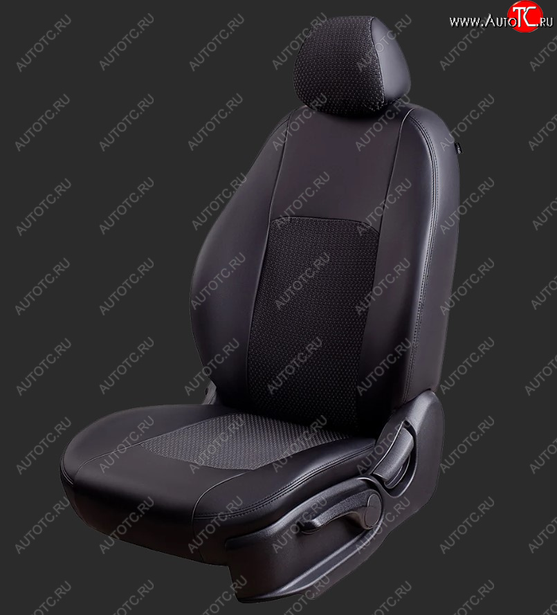 5 399 р. Чехлы для сидений Lord Autofashion Турин (экокожа/жаккард, спинка 60/40, 3 П-образных подголовника) KIA Spectra (2000-2009) (Черный, вставка жаккард Чёрный Вега)  с доставкой в г. Майкоп