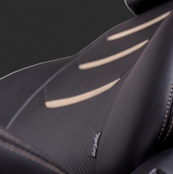 7 399 р. Чехлы для сидений Lord Autofashion Турин 2 (экокожа, спинка 60/40 3 П-образных подголовника) KIA Spectra (2000-2009) (Чёрный, вставка черный/бежевый, строчка бежевая)  с доставкой в г. Майкоп. Увеличить фотографию 2