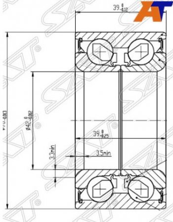 Подшипник передней ступицы SAT (4WD, 42-76-39) Hyundai IX35 LM дорестайлинг (2009-2013)