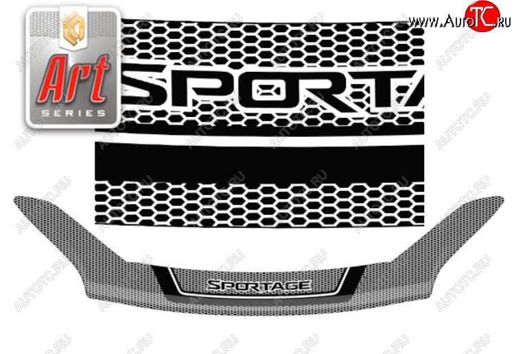 2 299 р. Дефлектор капота CA-Plastiс  KIA Sportage  4 QL (2016-2022) дорестайлинг, рестайлинг (Серия Art серебро)  с доставкой в г. Майкоп