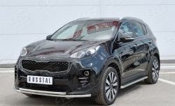 16 249 р. Защита переднего бампера (2 трубыØ42 мм, нержавейка) SLITKOFF  KIA Sportage  4 QL (2016-2018) дорестайлинг  с доставкой в г. Майкоп. Увеличить фотографию 2
