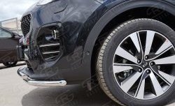 16 249 р. Защита переднего бампера (2 трубыØ42 мм, нержавейка) SLITKOFF  KIA Sportage  4 QL (2016-2018) дорестайлинг  с доставкой в г. Майкоп. Увеличить фотографию 4