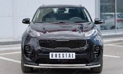 Защита переднего бампера (2 трубыØ42 мм, нержавейка) SLITKOFF KIA Sportage  4 QL (2016-2018) дорестайлинг