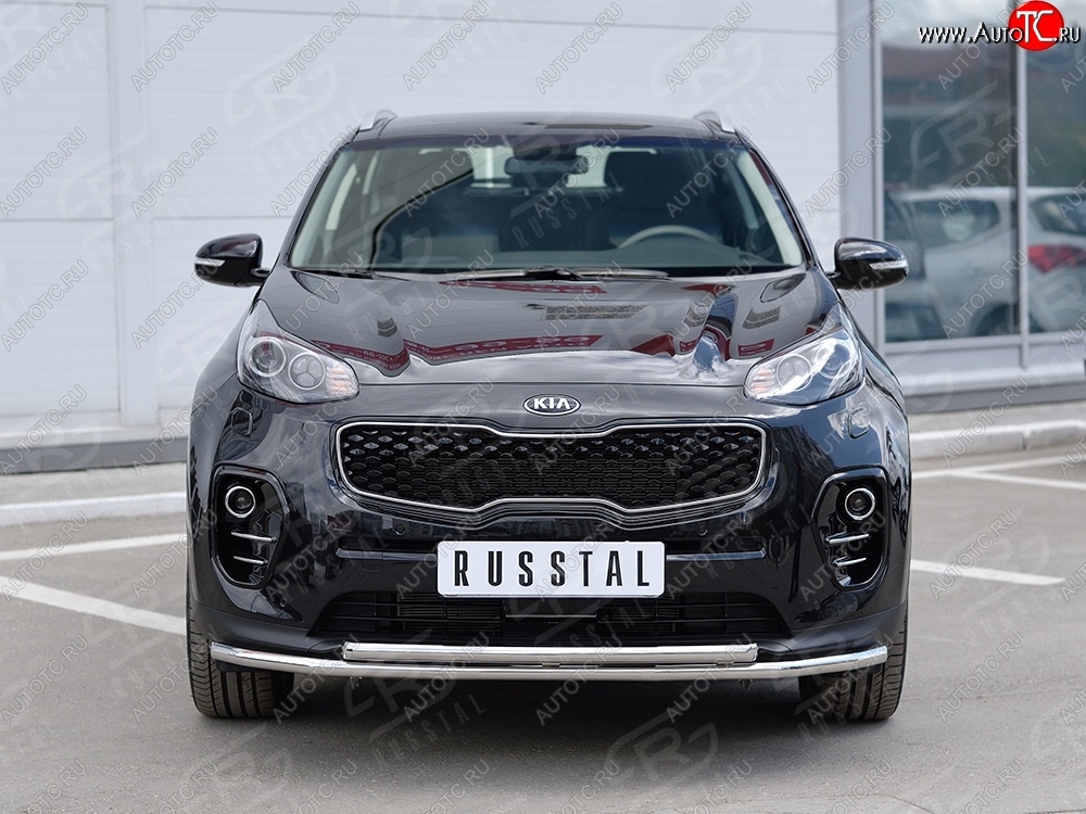 16 249 р. Защита переднего бампера (2 трубыØ42 мм, нержавейка) SLITKOFF  KIA Sportage  4 QL (2016-2018) дорестайлинг  с доставкой в г. Майкоп