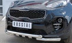 24 999 р. Защита переднего бампера (2 трубы Ø63 мм с зубами, нержавейка) SLITKOFF  KIA Sportage  4 QL (2016-2018) дорестайлинг  с доставкой в г. Майкоп. Увеличить фотографию 3