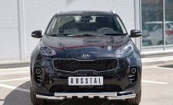 Защита переднего бампера (2 трубы Ø63 мм с зубами, нержавейка) SLITKOFF KIA Sportage  4 QL (2016-2018) дорестайлинг