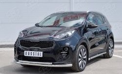 16 999 р. Защита переднего бампера (2 трубыØ63 и 42 мм, нержавейка) SLITKOFF  KIA Sportage  4 QL (2016-2018) дорестайлинг  с доставкой в г. Майкоп. Увеличить фотографию 2