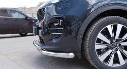 16 999 р. Защита переднего бампера (2 трубыØ63 и 42 мм, нержавейка) SLITKOFF  KIA Sportage  4 QL (2016-2018) дорестайлинг  с доставкой в г. Майкоп. Увеличить фотографию 3
