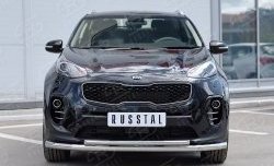 Защита переднего бампера (2 трубыØ63 и 42 мм, нержавейка) SLITKOFF KIA Sportage  4 QL (2016-2018) дорестайлинг