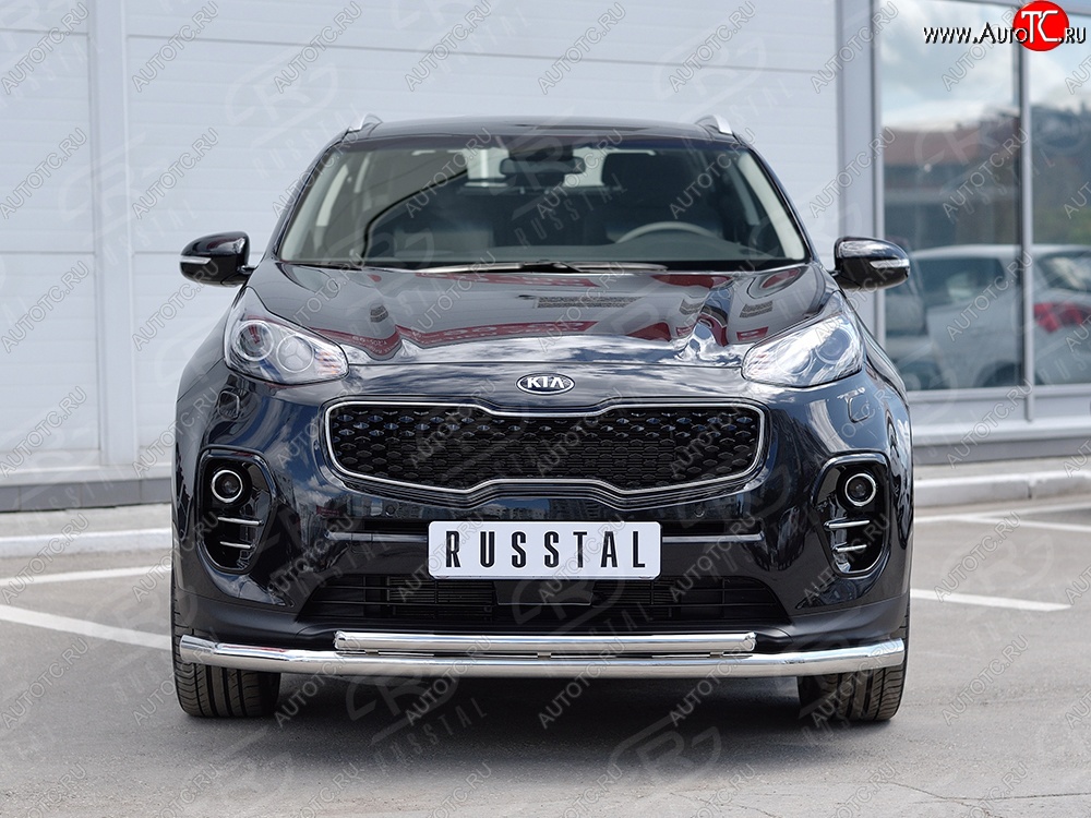 16 999 р. Защита переднего бампера (2 трубыØ63 и 42 мм, нержавейка) SLITKOFF  KIA Sportage  4 QL (2016-2018) дорестайлинг  с доставкой в г. Майкоп