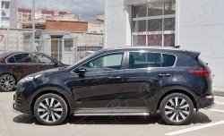 Порожки для ног (Ø42) SLITKOFF KIA Sportage  4 QL (2016-2018) дорестайлинг (лист - нержавейка, профиль - нержавейка)
