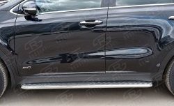 24 649 р. Порожки для ног (Ø42) SLITKOFF  KIA Sportage  4 QL (2016-2018) дорестайлинг (лист - алюминий, профиль - нержавейка)  с доставкой в г. Майкоп. Увеличить фотографию 2