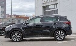 24 649 р. Порожки для ног (Ø42) SLITKOFF  KIA Sportage  4 QL (2016-2018) дорестайлинг (лист - алюминий, профиль - нержавейка)  с доставкой в г. Майкоп. Увеличить фотографию 3