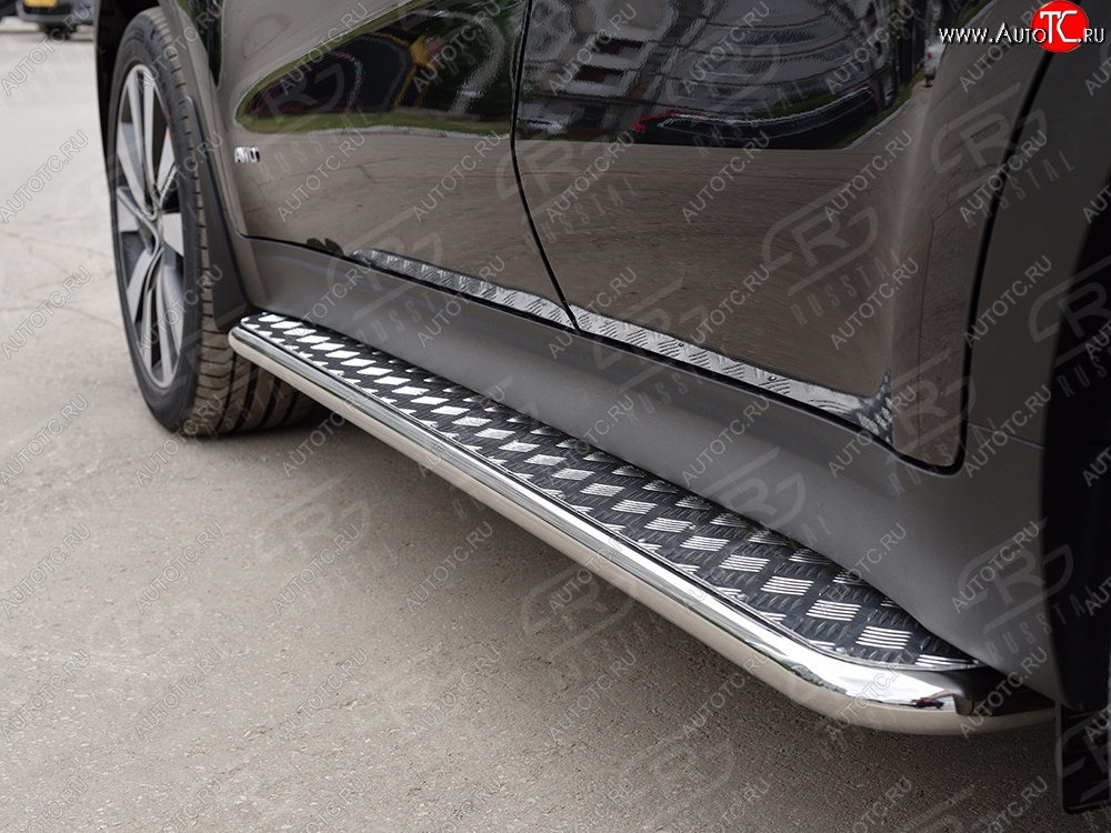 24 649 р. Порожки для ног (Ø42) SLITKOFF  KIA Sportage  4 QL (2016-2018) дорестайлинг (лист - алюминий, профиль - нержавейка)  с доставкой в г. Майкоп