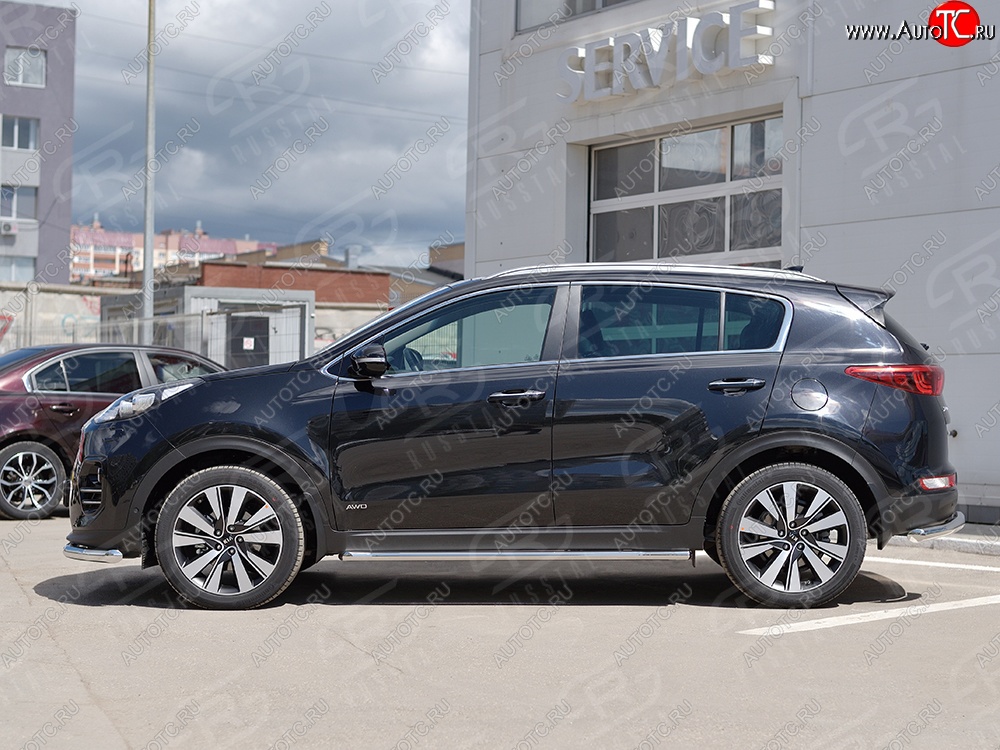14 999 р. Защита порогов из круглой трубы диаметром 42 мм SLITKOFF  KIA Sportage  4 QL (2016-2018) дорестайлинг  с доставкой в г. Майкоп