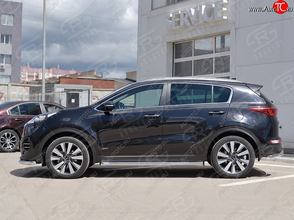 21 599 р. Защита порогов из круглой трубы диаметром 63 мм SLITKOFF  KIA Sportage  4 QL (2016-2018) дорестайлинг  с доставкой в г. Майкоп