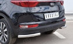 16 999 р. Защита заднего бампера (Ø63 мм уголки, нержавейка) SLITKOFF  KIA Sportage  4 QL (2016-2018) дорестайлинг  с доставкой в г. Майкоп. Увеличить фотографию 2