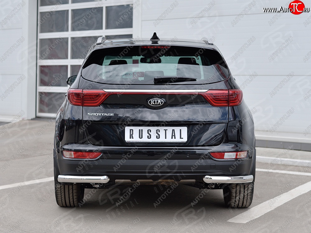 16 999 р. Защита заднего бампера (Ø63 мм уголки, нержавейка) SLITKOFF  KIA Sportage  4 QL (2016-2018) дорестайлинг  с доставкой в г. Майкоп