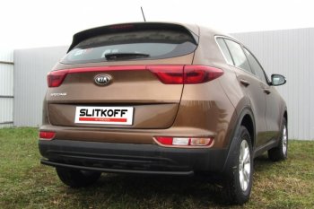 Защита заднего бампера из трубы d42 Slitkoff (короткая) KIA Sportage  4 QL (2016-2018) дорестайлинг