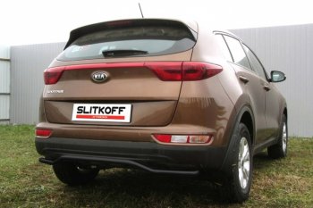 Защита заднего бампера из трубы d42 Slitkoff (волна) KIA Sportage  4 QL (2016-2018) дорестайлинг