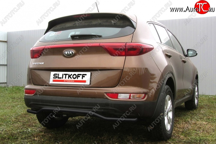 7 999 р. Защита заднего бампера из трубы d42 Slitkoff (волна)  KIA Sportage  4 QL (2016-2018) дорестайлинг (Цвет: серебристый)  с доставкой в г. Майкоп