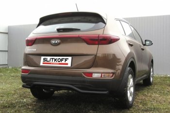 Защита заднего бампера из трубы d57 Slitkoff (волна). KIA Sportage  4 QL (2016-2018) дорестайлинг