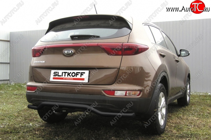 3 599 р. Защита заднего бампера из трубы d57 Slitkoff (волна).  KIA Sportage  4 QL (2016-2018) дорестайлинг (Цвет: серебристый)  с доставкой в г. Майкоп