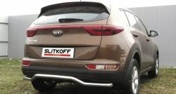 11 949 р. Защита заднего бампера Slitkoff (Ø 57, волна)  KIA Sportage  4 QL (2016-2018) дорестайлинг (Нержавеющая сталь)  с доставкой в г. Майкоп. Увеличить фотографию 2
