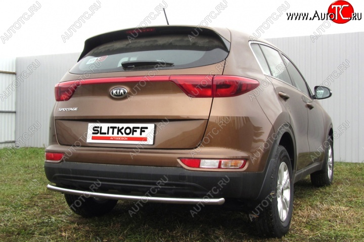 10 999 р. Защита заднего бампера из трубы диаметром 42 мм Slitkoff  KIA Sportage  4 QL (2016-2018) дорестайлинг (Нержавейка, Полированная)  с доставкой в г. Майкоп