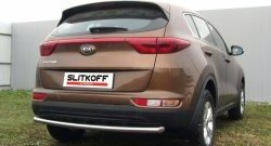 11 749 р. Защита заднего бампера из трубы диаметром 57 мм Slitkoff  KIA Sportage  4 QL (2016-2018) дорестайлинг (Нержавейка, Полированная)  с доставкой в г. Майкоп. Увеличить фотографию 2