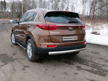 Защита заднего бампера (овальная) ТСС (нержавейка d75х42 мм) KIA Sportage  4 QL (2016-2018) дорестайлинг